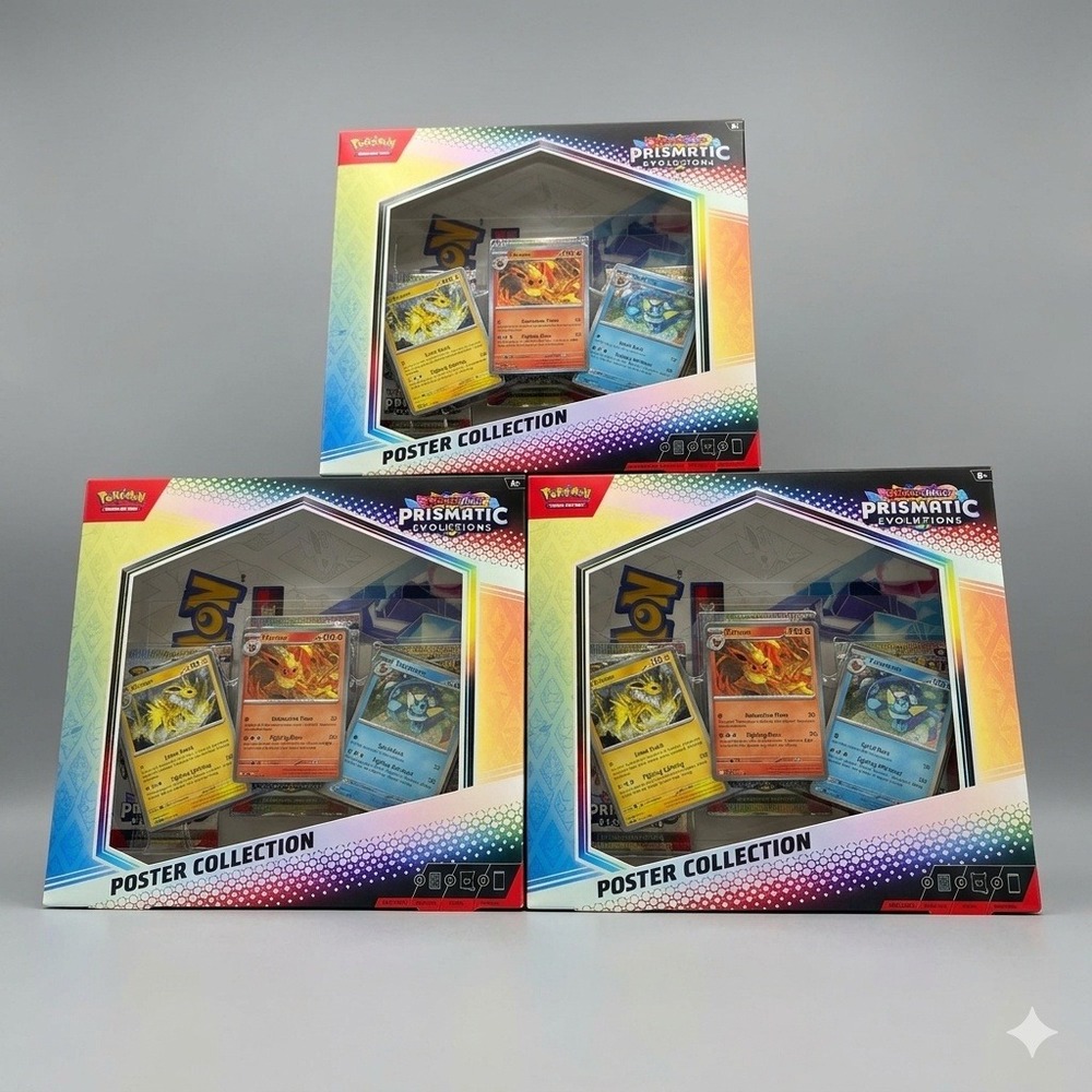 Pokemon TCG Scarlet & Violet Prismatic Evolutions Poster Collection Bundle of 3
